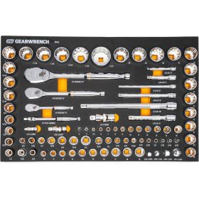 83 Pc. 1/4, 3/8", 1/2" 90-Tooth SAE/Metric Mechanics Tool Set with EVA Foam Tray - 86529
