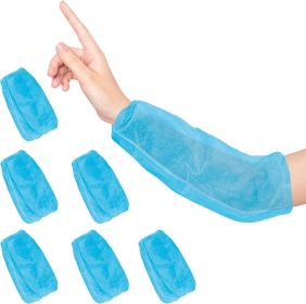 Blue Polypropylene Sleeves 18" Pack of 100 Non-Woven Fabric Oversleeves Protective Arm Sleeves Covers with Elasticated Wrist Elbow Plastic Arm Protect