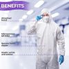 Hazmat Suits Disposable Coveralls 4X-Large. Pack of 30 White Protective Suits with Attached Hood; Zipper Front. 60 gsm Microporous Paint Suit; Protect