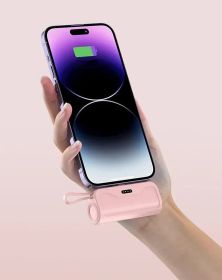 PowerKey – Keychain 2 in 1 Power Bank With Dual Charging Cord (Color: pink)