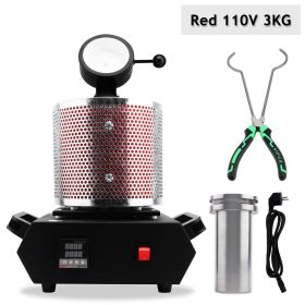 Upgraded Gold Melting Furnace 3 KG Electric Digital Smelting Furnace Kit Casting Refining Jewelry Precious Metals Gold Silver (Color: red   3kg  110v)