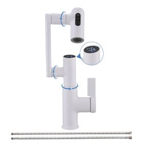 Faucet for Bathroom Sink; Bathroom Faucet with 1080° Rotary Faucet; 1 Hole; with Spray Dual Function; Temperature Display; ; Hot and Cold Dual Control (Color: White)