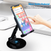 360°Rotating Cell Phone Holder for Desk, Fully Foldable Phone Stand,Angle & Height Adjustable DeskPhone Stand, for Office & Kitchen