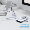 360°Rotating Cell Phone Holder for Desk, Fully Foldable Phone Stand,Angle & Height Adjustable DeskPhone Stand, for Office & Kitchen