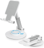 360°Rotating Cell Phone Holder for Desk, Fully Foldable Phone Stand,Angle & Height Adjustable DeskPhone Stand, for Office & Kitchen